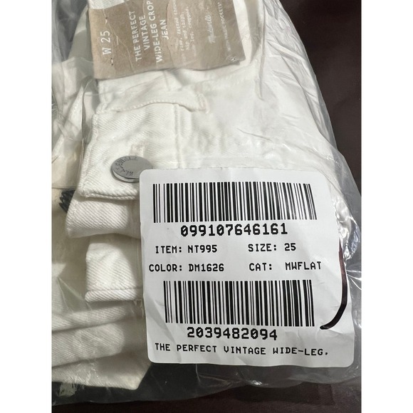 NWT Madewell The Perfect Vintage Wide Leg Crop Jeans White Denim Size 25 - Picture 8 of 16